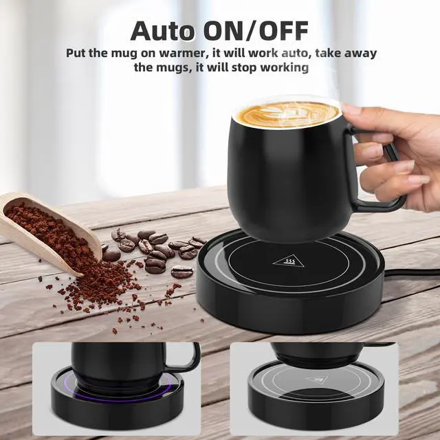 Alt view image 2 of 7 - Coffee Warmer with Mug Set - Electric Beverage Cup Warmer for Desk Office Home Use, Candle Warmer Heating Plate with Gravity Switch Auto Shut Off (Up to 131F/55C), 12oz (Purple Set)