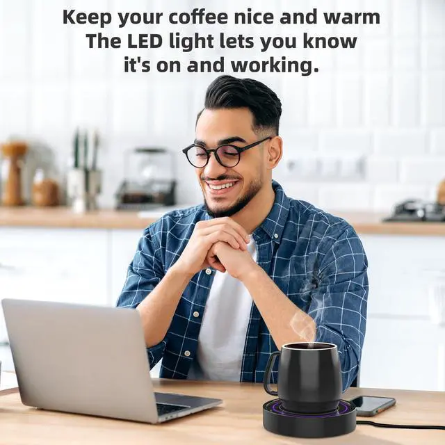 Alt view image 7 of 7 - Coffee Warmer with Mug Set - Electric Beverage Cup Warmer for Desk Office Home Use, Candle Warmer Heating Plate with Gravity Switch Auto Shut Off (Up to 131F/55C), 12oz (Purple Set)