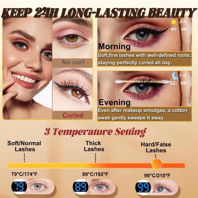 Alt view image 3 of 7 - Heated Eyelash Curlers with Battery Indicator, Electric Eyelash Curler 3 Temperature Modes LED Display USB Rechargeable Makeup Tools, Heated Lash Curler Ideal Christmas Gift for Women W22