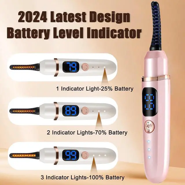 Alt view image 4 of 7 - Heated Eyelash Curlers with Battery Indicator, Electric Eyelash Curler 3 Temperature Modes LED Display USB Rechargeable Makeup Tools, Heated Lash Curler Ideal Christmas Gift for Women W22