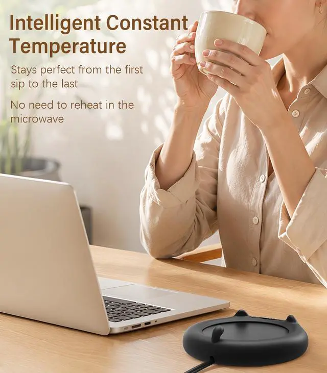 Alt view image 3 of 7 - Coffee Mug Warmer, Cup Warmer for Desk with Temperature Display, 2-12Hrs Auto Shut Off & 4 Temp Settings, Smart Electric Mug Heater for Beverages, Candle, Milk & Tea, Ideal Gifts