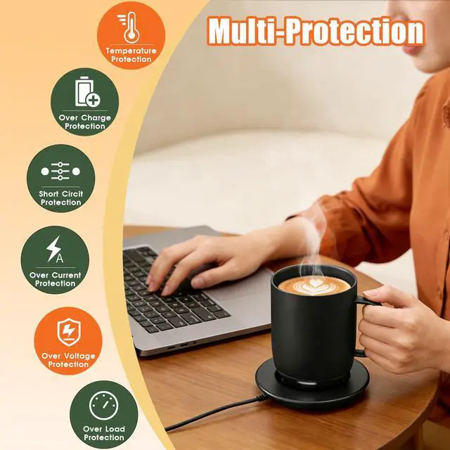 Alt view image 4 of 7 - Charging Coaster 2 Compatible with Temperature Control Smart Mug 2 & Mug 1 - Charger Base for Wireless Warmer Cup Accessories - Heated Charger Compatible with Travel Mugs (Black)