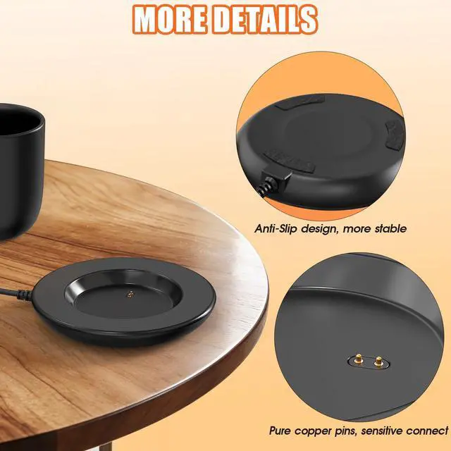 Alt view image 5 of 7 - Charging Coaster 2 Compatible with Temperature Control Smart Mug 2 & Mug 1 - Charger Base for Wireless Warmer Cup Accessories - Heated Charger Compatible with Travel Mugs (Black)
