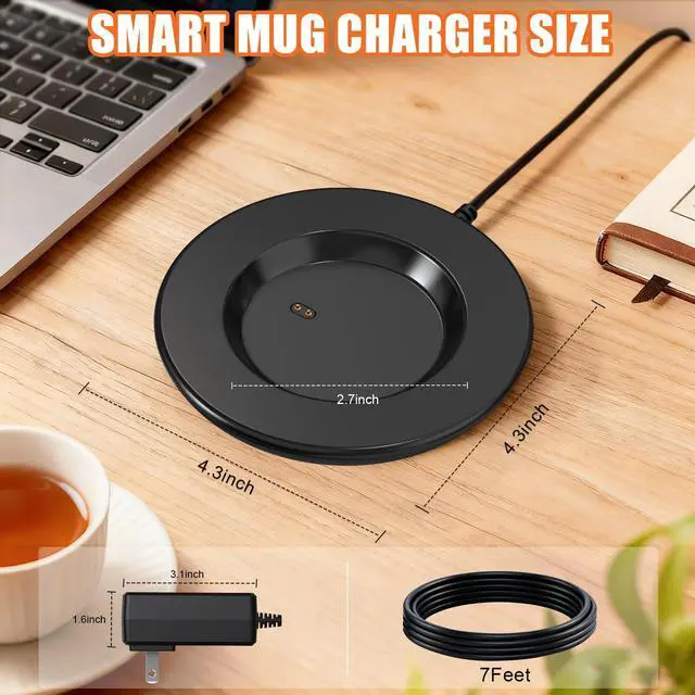 Alt view image 6 of 7 - Charging Coaster 2 Compatible with Temperature Control Smart Mug 2 & Mug 1 - Charger Base for Wireless Warmer Cup Accessories - Heated Charger Compatible with Travel Mugs (Black)