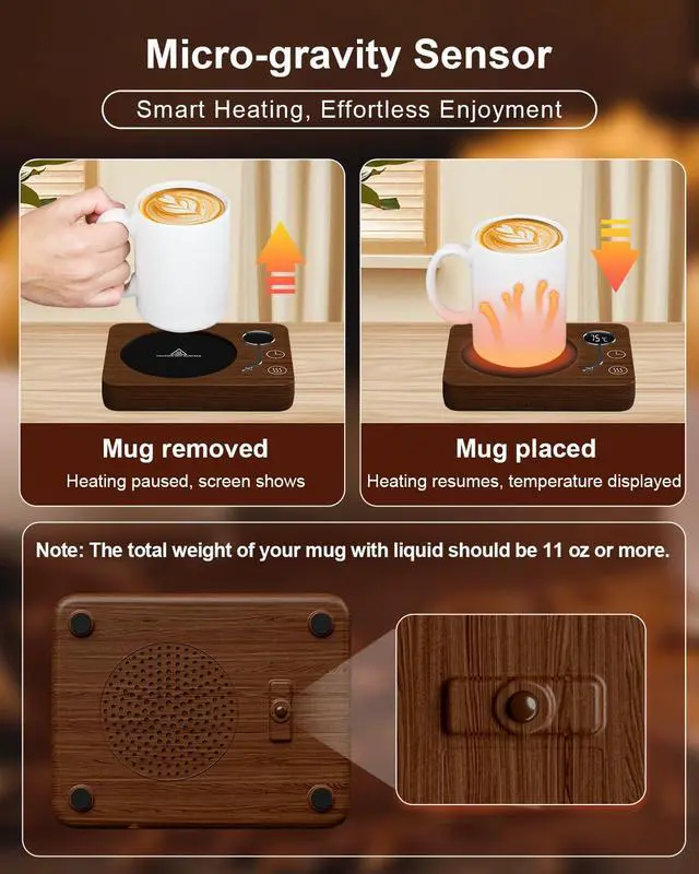 Alt view image 4 of 7 - Coffee Mug Warmer, Mug Warmer for Desk 3 Temperature Control 130/150/170, Cup Warmer with Auto Shut Off for Coffee Milk Tea Beverage