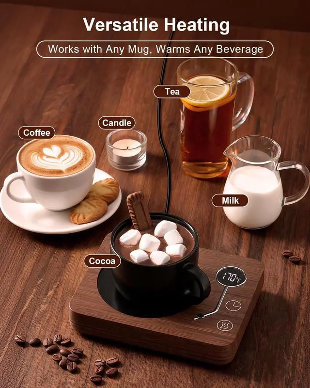Alt view image 6 of 7 - Coffee Mug Warmer, Mug Warmer for Desk 3 Temperature Control 130/150/170, Cup Warmer with Auto Shut Off for Coffee Milk Tea Beverage