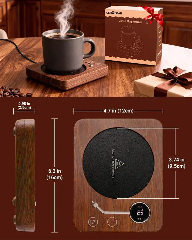 Alt view image 7 of 7 - Coffee Mug Warmer, Mug Warmer for Desk 3 Temperature Control 130/150/170, Cup Warmer with Auto Shut Off for Coffee Milk Tea Beverage