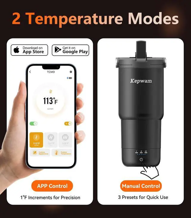 Alt view image 3 of 7 - Heated Coffee Mug Rechargeable T3, 20oz Self-Heating Travel Mug for Coffee with 1 Precise Temperature Control & App, Portable Cup Warmer for Outdoor & Car (Fits Cup Holders)