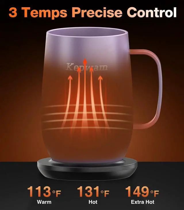 Alt view image 2 of 7 - Smart Heated Coffee Mug T2-Plus, 20oz Rechargeable Self Heating Coffee Mug with 8-Hour Battery & Temp Control, Perfect Coffee Warmer Gift for Men Women