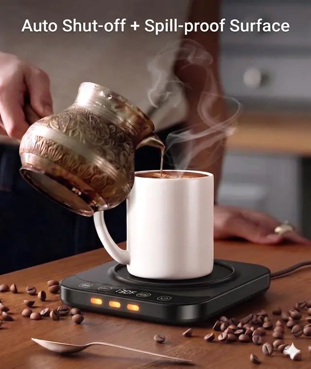 Alt view image 6 of 7 - Smart Coffee Mug Warmer with LED Display, Intelligent Cup Material Sensing & 9 Temp Settings, Auto Shut-Off Electric Beverage Warmer for Desk, Candle Wax Warmer, (Black)