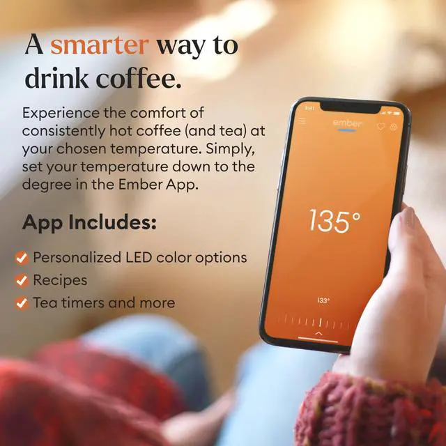 Alt view image 2 of 7 - Temperature Control 14oz Smart Mug 2, App-Controlled and Rechargeable Heated Coffee Cup Warmer with Intelligent LED Display, Sage Green.