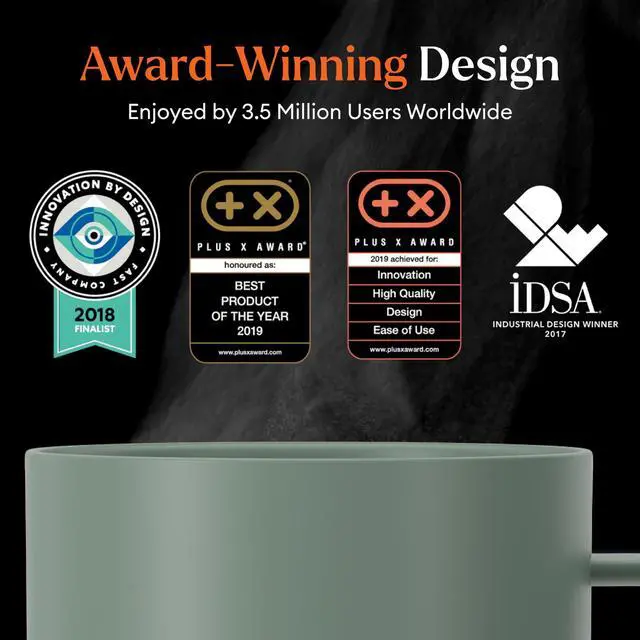 Alt view image 7 of 7 - Temperature Control 14oz Smart Mug 2, App-Controlled and Rechargeable Heated Coffee Cup Warmer with Intelligent LED Display, Sage Green.