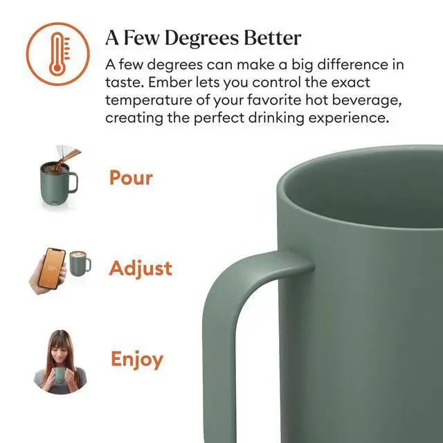 Alt view image 6 of 7 - Temperature Control 14oz Smart Mug 2, App-Controlled and Rechargeable Heated Coffee Cup Warmer with Intelligent LED Display, Sage Green.