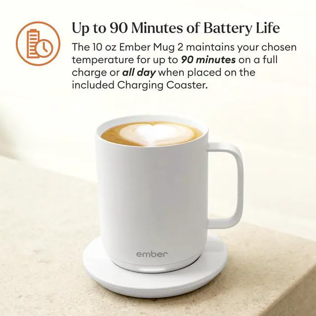 Alt view image 3 of 7 - Temperature Control Smart Mug 2, 10 Oz, App-Controlled Heated Coffee Mug with 80 Min Battery Life and Improved Design, White