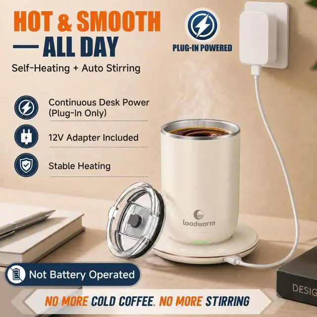 Alt view image 4 of 7 - Self Heated Stirring Coffee Mug, 10oz Auto Mixing Cup with Warmer, White