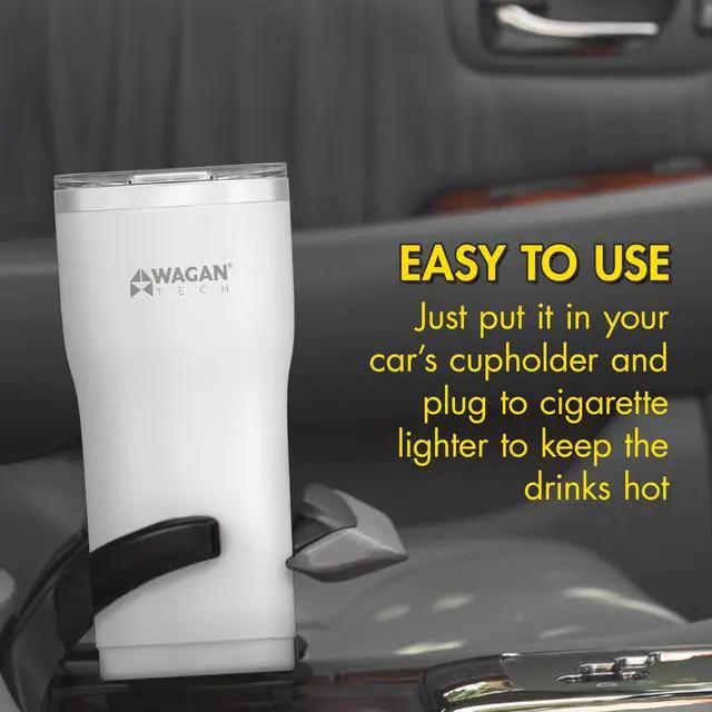 Alt view image 5 of 7 - EL6102 12V Travel Car Heated Mug Portable 16oz Stainless Steel Anti-Spill Lid Slip resistant base Car Coffee Warmer Coffee Cup USBC PD20W 12V DC (White)