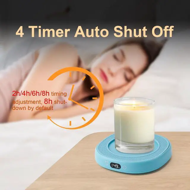 Alt view image 3 of 7 - Coffee Mug Warmer & Cute Cat Mug Set, Candle Mug Warmer for Home & Office, Electric Smart Coffee Warmer for Desk, Beverage Tea Coffee Cup Warmer with 3-Temp Settings, 8H Auto Shut Off, Blue