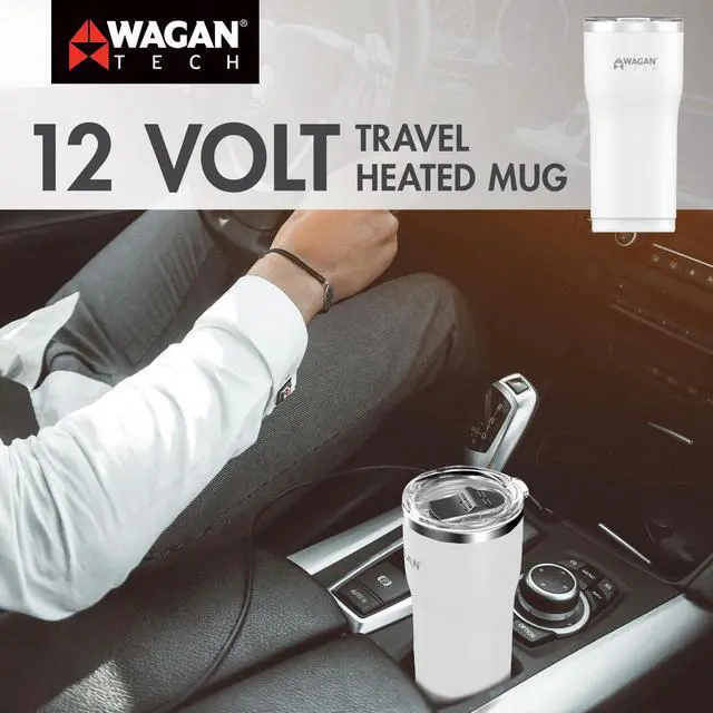 Alt view image 7 of 7 - EL6102 12V Travel Car Heated Mug Portable 16oz Stainless Steel Anti-Spill Lid Slip resistant base Car Coffee Warmer Coffee Cup USBC PD20W 12V DC (White)