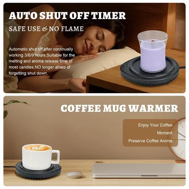 Alt view image 5 of 7 - Candle Warmer and Mug Warmers with Timer, Safely Releases Scents Without a Flame, Melt The Candle Quickly, Enjoy Your Warm Coffee Tea Milk Beverage. Gifts for Festival Birthday Women Men Mom Dad