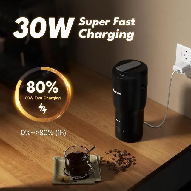 Alt view image 6 of 7 - Heated Coffee Mug 12oz Portable Travel Mug with 1 Precise Temperature Control, 8-Hour Heat Retention, 30W Fast Charging, Leak-Proof, Wide Mouth, Gift-Ready for Office, Home & Outdoor(Black)