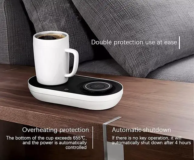Alt view image 3 of 6 - Coffee Mug Warmer, Drink Cooler with Wireless Charger, Smart Cup Warming, Beverage Cooling and Phone Charging 3 in 1 for Desk Office Gift