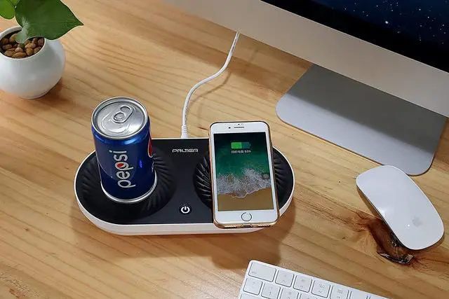 Alt view image 4 of 6 - Coffee Mug Warmer, Drink Cooler with Wireless Charger, Smart Cup Warming, Beverage Cooling and Phone Charging 3 in 1 for Desk Office Gift