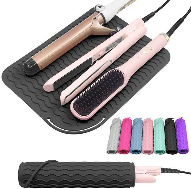 Main image of Plus Size Silicone Heat Resistant Mat, Portable Travel Hot Tools Pad Cover for Curling Iron, Flat Iron, Hair Straightener and Other Hair Styling Tools(12.0" x 9.0")