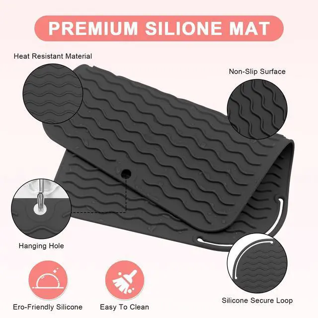 Alt view image 3 of 7 - Plus Size Silicone Heat Resistant Mat, Portable Travel Hot Tools Pad Cover for Curling Iron, Flat Iron, Hair Straightener and Other Hair Styling Tools(12.0" x 9.0")