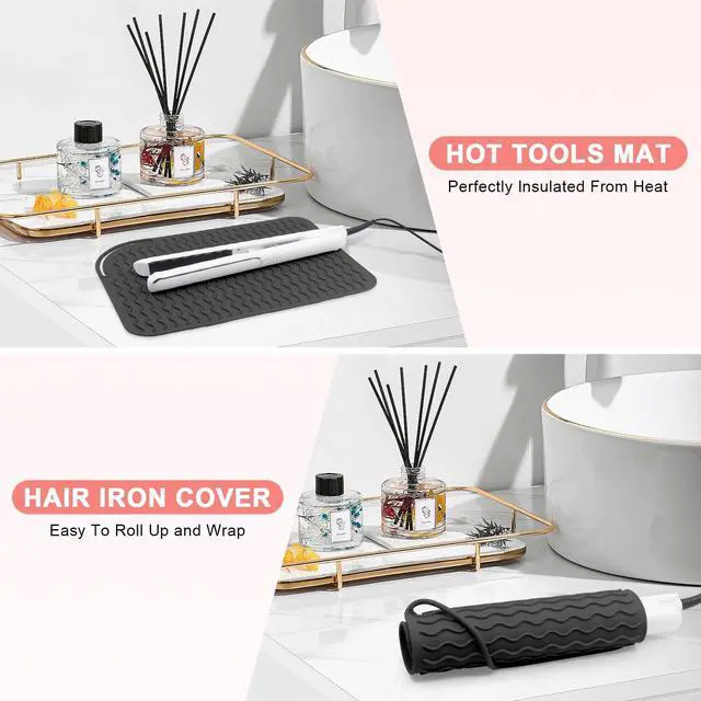 Alt view image 5 of 7 - Plus Size Silicone Heat Resistant Mat, Portable Travel Hot Tools Pad Cover for Curling Iron, Flat Iron, Hair Straightener and Other Hair Styling Tools(12.0" x 9.0")