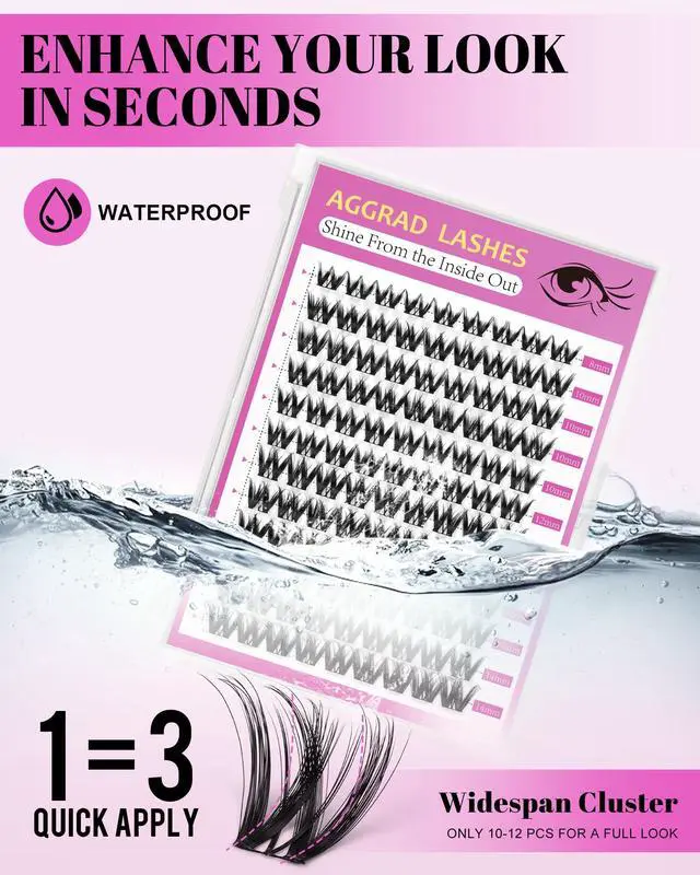 Alt view image 4 of 7 - Flora Lash Clusters Kit Short 8-14mm Wispy Eyelashes Cluster Extension Kit Individual DIY False Lash Extension Spiky Cat Eye Lashes Fake Eyelashes Clusters with 0.03mm Ultra-Thin Wide Band