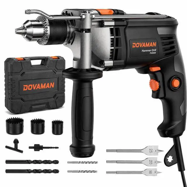 Main image of 7.5A Corded Hammer Drill, 1/2'' Impact Drill with Variable Speed 03000RPM, Metal Chuck, 2 Modes for Concrete, Wood, Metal Includes Bits & Carrying Case-PHD03B