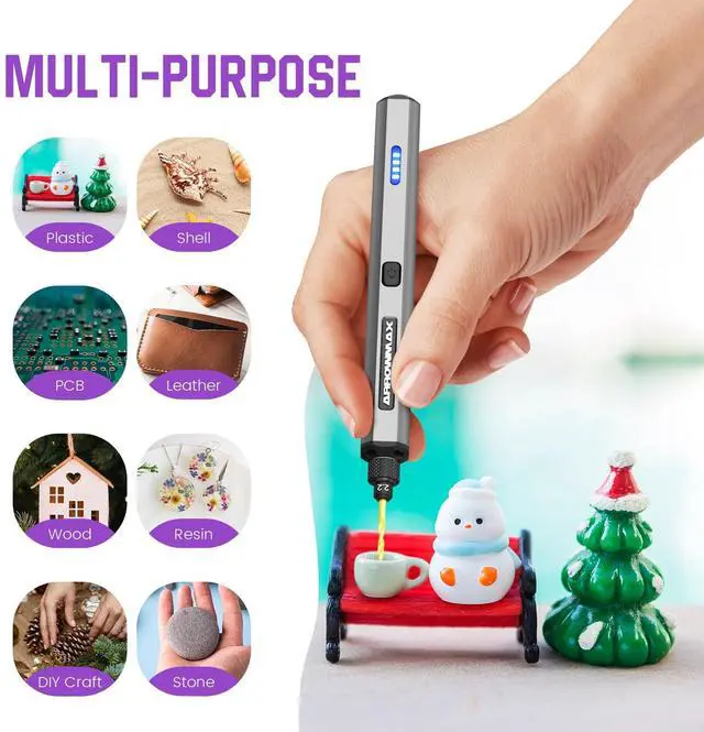 Alt view image 2 of 4 - Mini Electric Drill Pen, 13 in 1 with Aluminium case, Rechargeable, 900 RPM, Needle Vise Hand Drill Kit, 10 HSS Bits, DIY, Wood, Jewelry Making (SDS MINI)