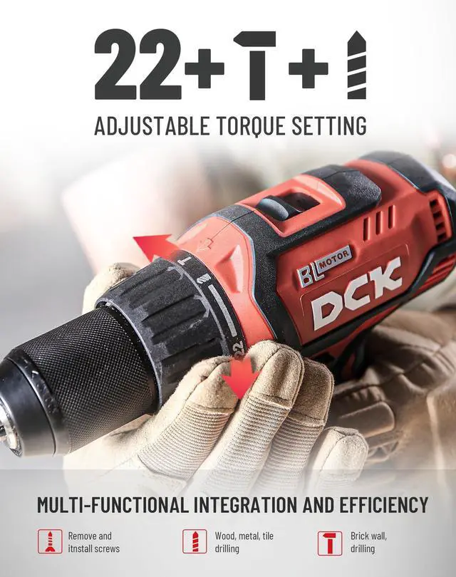 Alt view image 5 of 5 - 20V Brushless Hammer Drill, 531 in.lbs, 36000 BPM, 1/2" Keyless All-Metal Chuck, 4.0Ah Battery, 22+1+1 Clutch, Impact Drill Kit for Drilling Brick Wall, Metal, Wood, KDJZ05-13