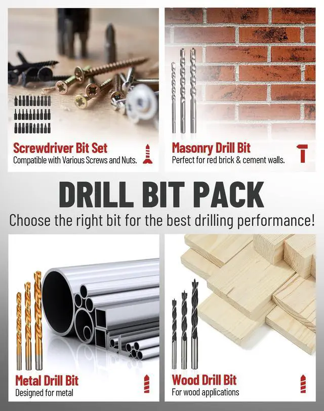 Alt view image 3 of 5 - 20V Brushless Hammer Drill, 531 in.lbs, 36000 BPM, 1/2" Keyless All-Metal Chuck, 4.0Ah Battery, 22+1+1 Clutch, Impact Drill Kit for Drilling Brick Wall, Metal, Wood, KDJZ05-13