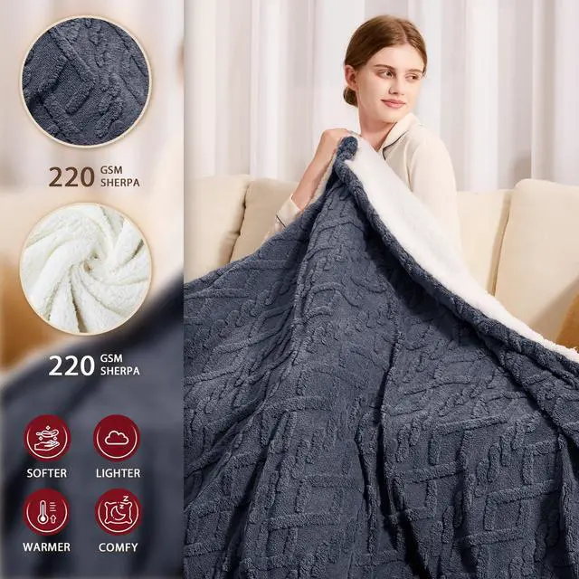 Main image of Heated Electric Blanket Queen Size-84"x90" Heating Blanket with 10 Heating Levels & 5 Time Settings Over-Heat Protection,Winter Warmer for Adults with ETL CertificationGrey