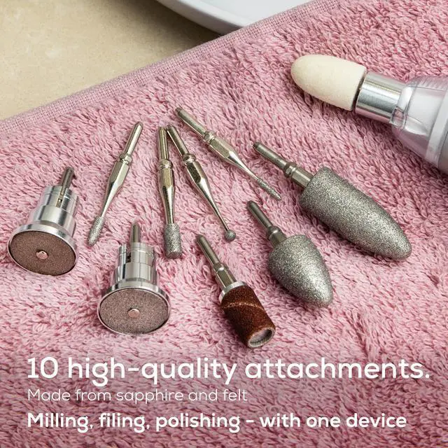 Alt view image 3 of 6 - MP62 Professional Nail Drill Kit, Portable Electric File Machine with 10 Attachments & 10 Sanding Bands, Efile Dremel for Acrylic Gel Manicure and Pedicure, LED Light, with Storage Case