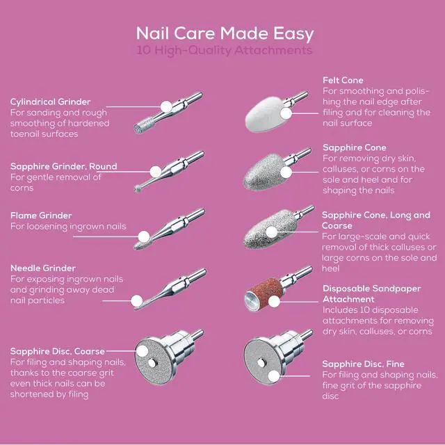 Alt view image 6 of 6 - MP62 Professional Nail Drill Kit, Portable Electric File Machine with 10 Attachments & 10 Sanding Bands, Efile Dremel for Acrylic Gel Manicure and Pedicure, LED Light, with Storage Case