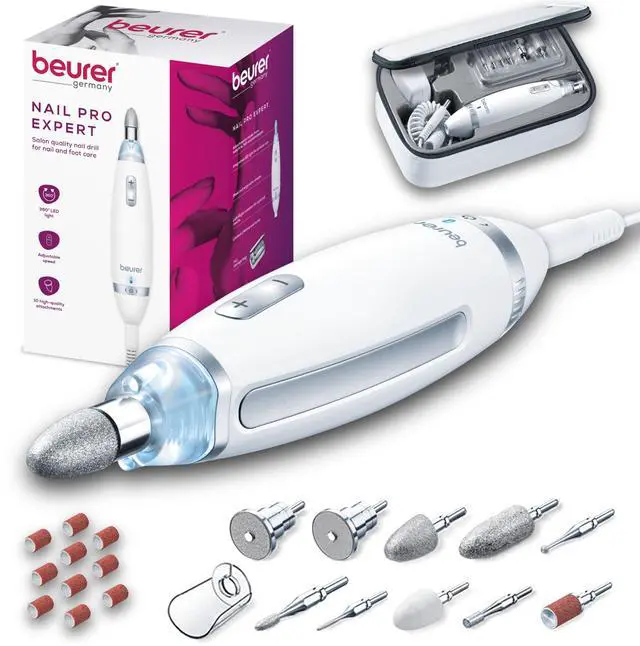 Main image of MP62 Professional Nail Drill Kit, Portable Electric File Machine with 10 Attachments & 10 Sanding Bands, Efile Dremel for Acrylic Gel Manicure and Pedicure, LED Light, with Storage Case