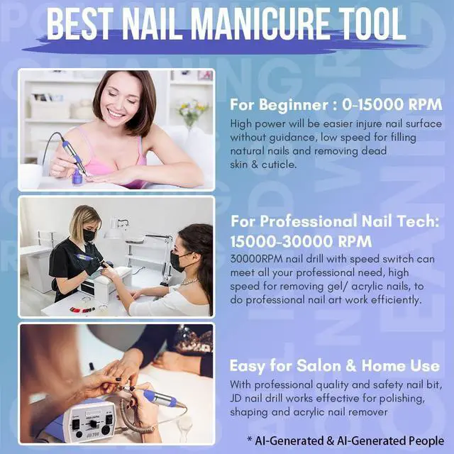 Alt view image 5 of 7 - Nail Drill Electric Nail File JD700 Nail Drills for Acrylic Nails Professional 30000RPM Manicure Tools Nail Stuff Acrylic Nail Drill for Nail Dip Kit Acrylic Powder Poly Nail Gel B-01