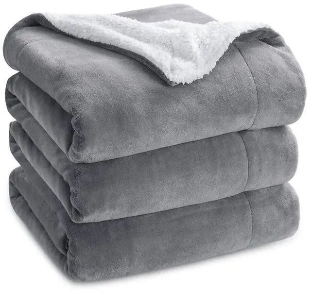 Alt view image 4 of 7 - GentleSoft Sherpa Fleece Throw Blanket for Couch, Non-Heated, Thick & Warm Cozy Blanket for Winter, Soft Fuzzy Plush Throw Gifts for Women and Men, Grey, 50x60 Inches