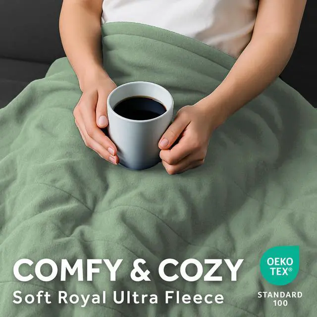 Alt view image 4 of 6 - Royal Ultra Fleece Heated Electric Blanket Twin Size, 84" x 62", 12 Heat Settings, 12-Hour Selectable Auto Shut-Off, Fast Heating, Machine Washable, Warm and Cozy, Matcha