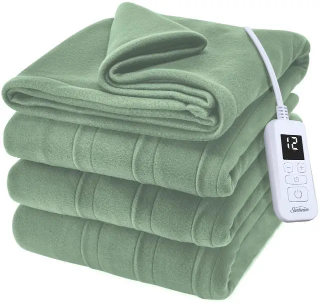 Main image of Royal Ultra Fleece Heated Electric Blanket Twin Size, 84" x 62", 12 Heat Settings, 12-Hour Selectable Auto Shut-Off, Fast Heating, Machine Washable, Warm and Cozy, Matcha
