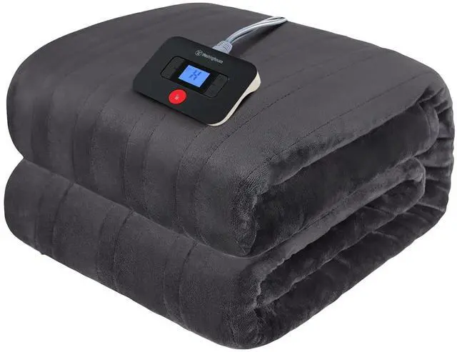 Main image of Electric Blanket Twin Size, Super Cozy Soft Flannel 62"" x 84"" Heated Blanket with 10 Fast Heating Levels & 1-12 Auto-Off, Machine Washable, ETL&FCC Certification, Charcoal