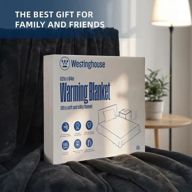 Alt view image 7 of 7 - Heated Electric Twin Blanket - Soft Flannel Heating Blanket with 10 Heating Settings & 1-12 Hours Auto-Off Timer, Overheat Protection, Machine Washable (62"x84", Charcoal)