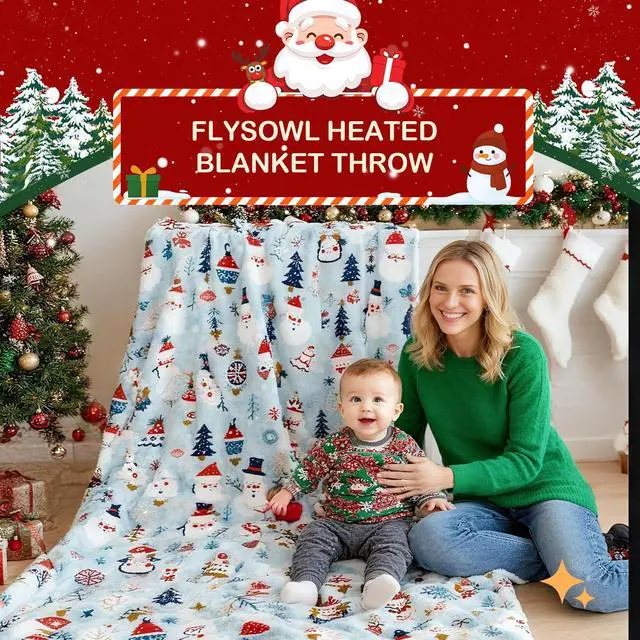 Alt view image 2 of 7 - Electric Heated Blanket Throw 50x60Inch Cute Print Heating Blanket Warm Gift for Women 5 Heat Levels & 12 Hours Auto-Off, Cozy Soft Fleece Sherpa, Machine Washable,ETL&FCC