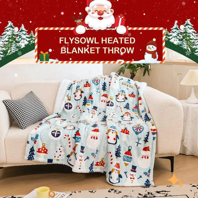 Alt view image 5 of 7 - Electric Heated Blanket Throw 50x60Inch Cute Print Heating Blanket Warm Gift for Women 5 Heat Levels & 12 Hours Auto-Off, Cozy Soft Fleece Sherpa, Machine Washable,ETL&FCC