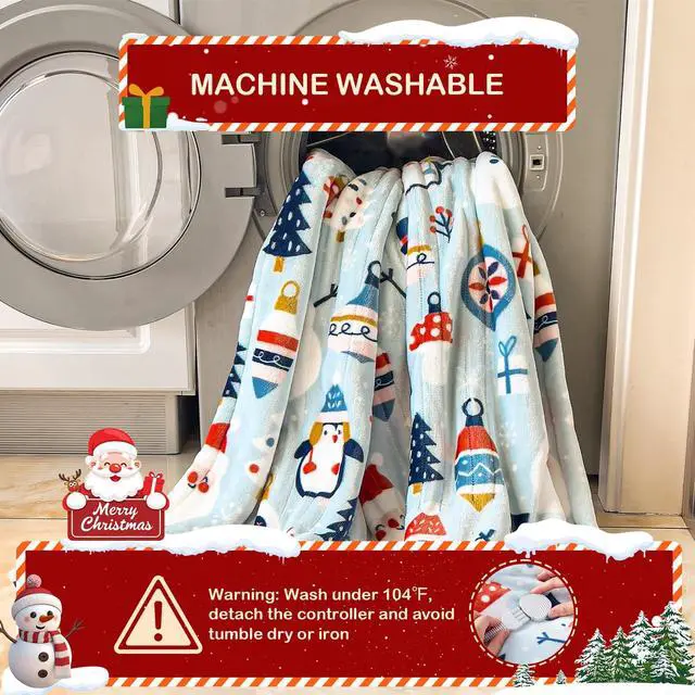 Alt view image 6 of 7 - Electric Heated Blanket Throw 50x60Inch Cute Print Heating Blanket Warm Gift for Women 5 Heat Levels & 12 Hours Auto-Off, Cozy Soft Fleece Sherpa, Machine Washable,ETL&FCC