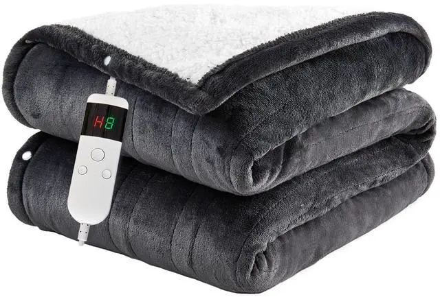 Main image of Heated Blanket Electric Throw, 50"x60" Soft Flannel Heating Blanket with 8 Hours Auto Off 10 Fast Heating Levels Machine Washable Sherpa Heated Throw Blanket with Overheating Protection