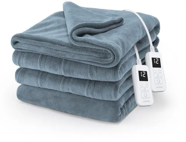 Main image of Electric Royal Luxe Microplush Heated Blanket, 12 Heat Settings, 12-Hour Auto Shut-Off, Fast Heating, Warm and Cozy, Cadet Blue Color, Full (84" x 72")