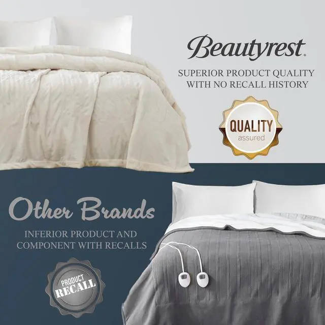 Alt view image 5 of 7 - Heated Blanket King Size, Fast Heating Electric Blanket, Ivory